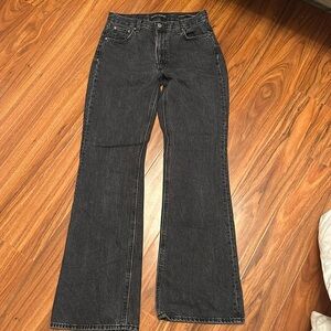 Denim Forum, the Marianne Mid Loose Flare, washed black